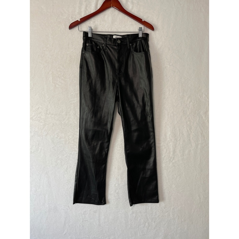 PISTOLA Lennon High Rise Cropped Boot Pant Black Vegan Faux Leather 27 Revolve
